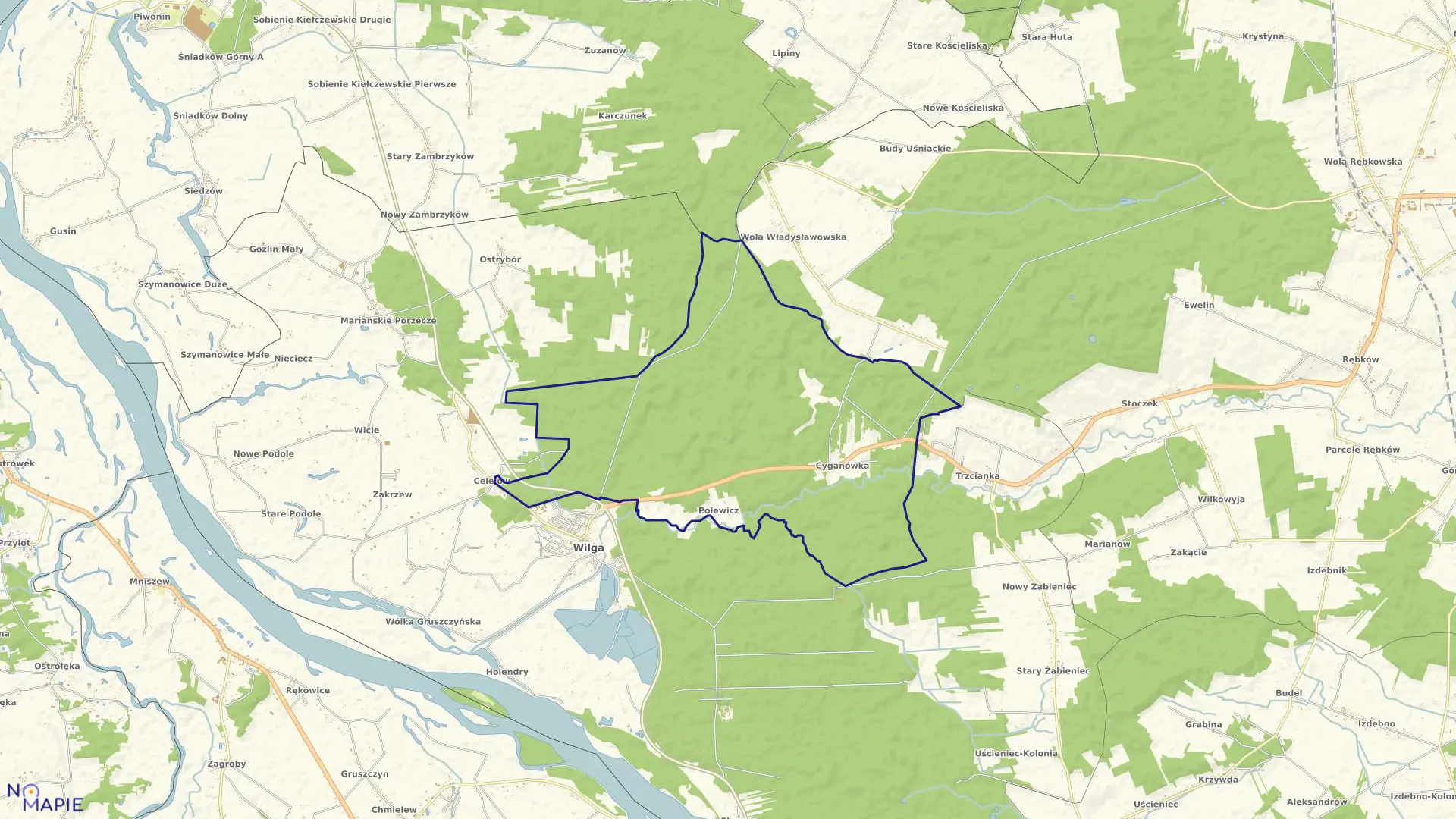 Mapa obrębu CYGANÓWKA w gminie Wilga